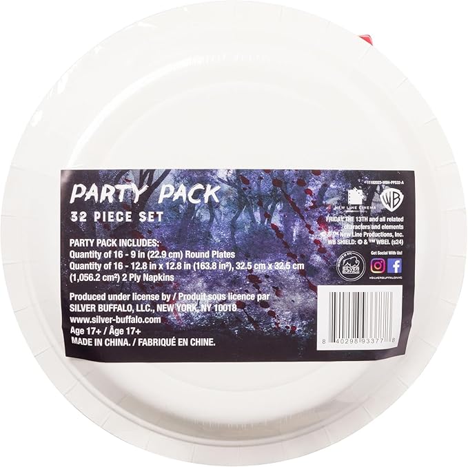 Friday the 13th Paper Napkin and Plate Party Pack (ONLINE ORDER ONLY)