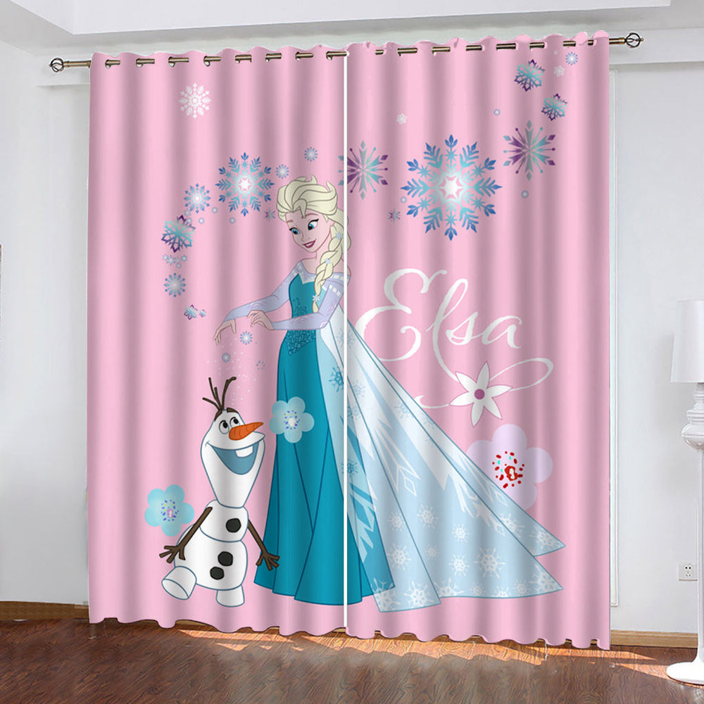Frozen Elsa Curtains Pattern Blackout Window Drapes (Online Order Only)