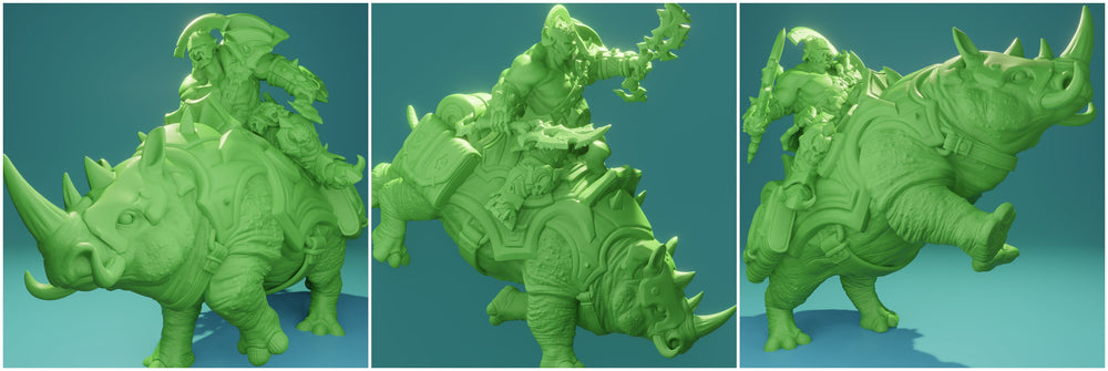3D Printed Nafarrate Rhino Rider Orc Set Orcs Army 28 32 mm D&D (Online Only)