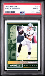 Graded 2024 Panini Encore Brock Bowers #214 Rookie RC Football Card PSA 8 Near Mint (ONLINE ORDER ONLY)