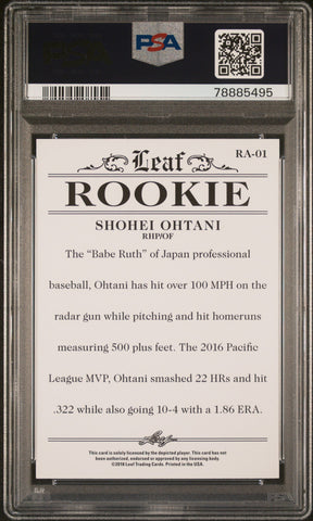 Graded 2018 Leaf Rookie Shohei Ohtani #RA01 Achievement Rookie RC Baseball Card PSA 10 Gem Mint (ONLINE ORDER ONLY)