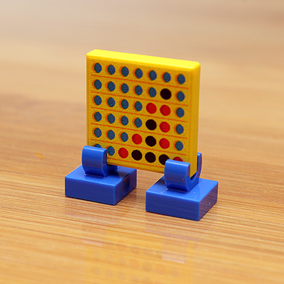 Four in a Row Printed 2x2 Tile with Stand made using LEGO parts - B3 Customs (Online Order Only)