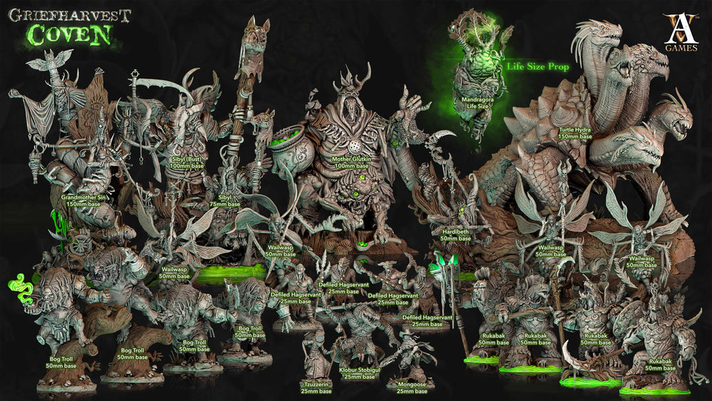 3D Printed Archvillain Games Mother Glutkin Griefharvest Coven 28 32mm D&D (Online Only)