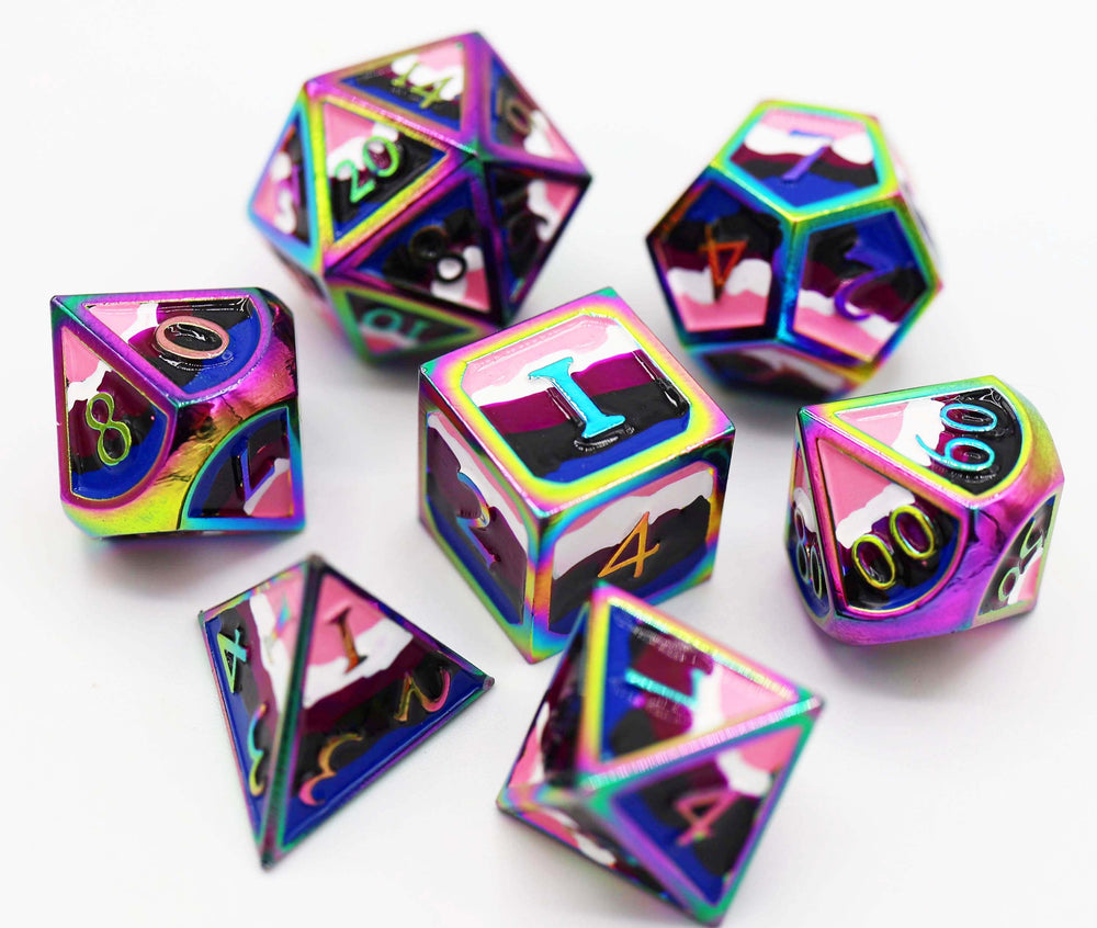 Genderfluid Pride Flag - Metal RPG Dice Set (ONLINE ORDER ONLY)