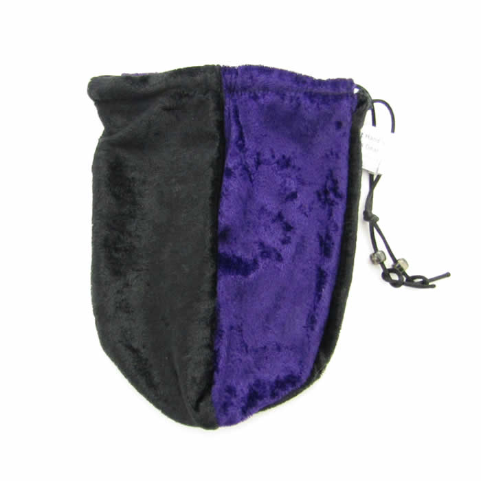 GHGVB4008 Purple and Black Velvet Dice Bag 7inx5in Drawstring (ONLINE ORDER ONLY)