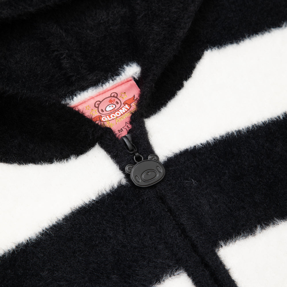 Gloomy Bear Striped Fuzzy Zip Up Jacket (ONLINE ORDER ONLY)