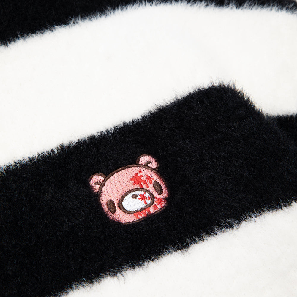 Gloomy Bear Striped Fuzzy Zip Up Jacket (ONLINE ORDER ONLY)