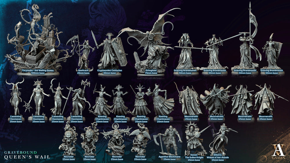 3D Printed Archvillain Games Mournwraith Gravebound Queen's Wail 28 32mm D&D (Online Only)