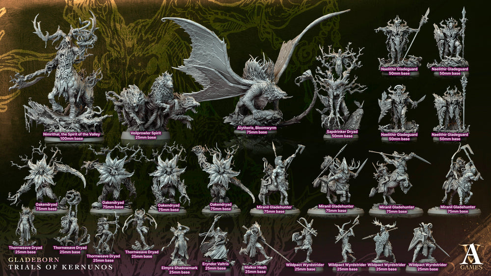 3D Printed Archvillain Games Wildpact Wyrdstrider Gladeborn - Trials of Kernunos 28 32mm D&D (Online Only)