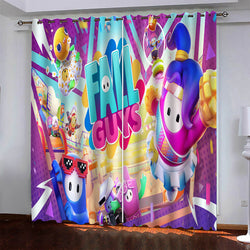 Game Fall Guys Pattern Curtains Blackout Window Drapes (Online Order Only)