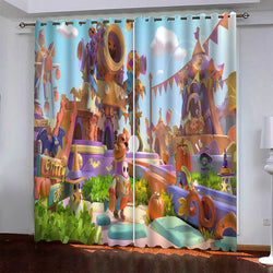 Game Fall Guys Pattern Curtains Blackout Window Drapes (Online Order Only)