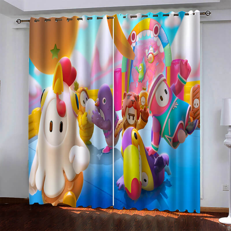 Game Fall Guys Pattern Curtains Blackout Window Drapes (Online Order Only)
