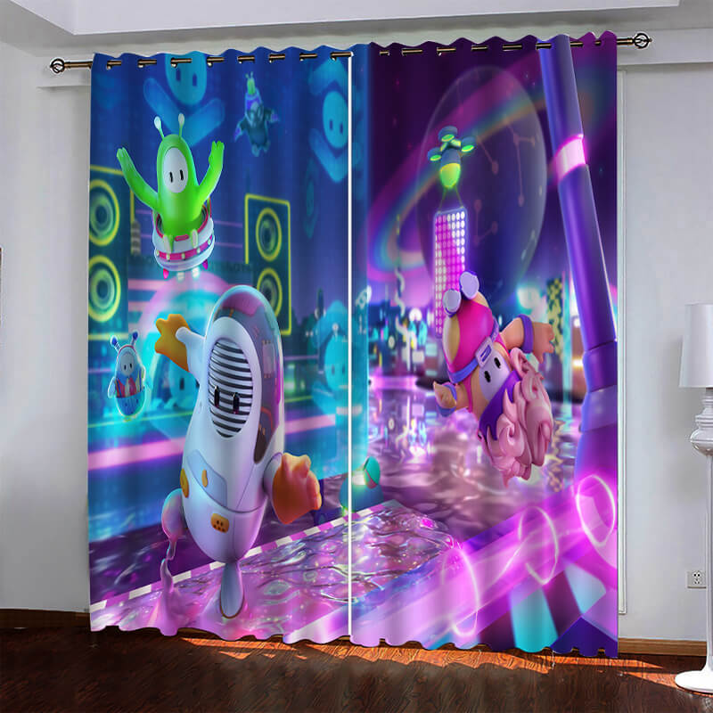 Game Fall Guys Pattern Curtains Blackout Window Drapes (Online Order Only)