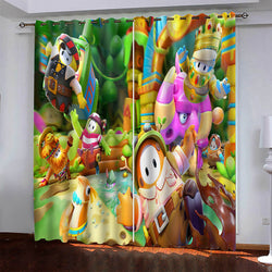 Game Fall Guys Pattern Curtains Blackout Window Drapes (Online Order Only)