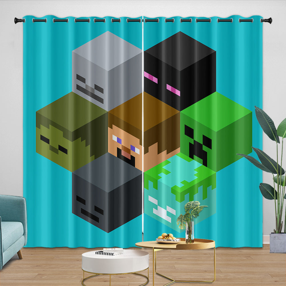 Game Pattern Minecraft Curtains Blackout Window Drapes Room Decoration (Online Order Only)