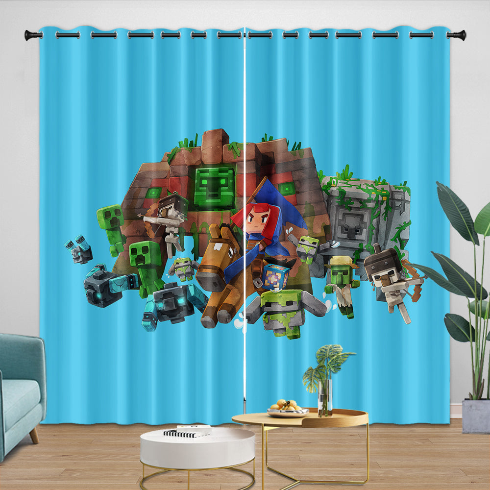 Game Pattern Minecraft Curtains Blackout Window Drapes Room Decoration (Online Order Only)