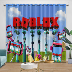Game Pattren Roblox Curtains Blackout Window Drapes Room Decoration (Online Order Only)