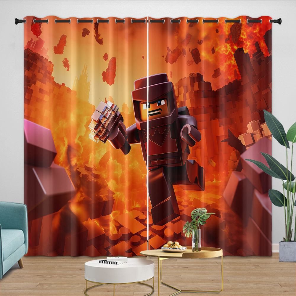 Game Pattren Roblox Curtains Blackout Window Drapes Room Decoration (Online Order Only)