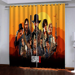 Game Red Dead Pattern Curtains Blackout Window Drapes (Online Order Only)
