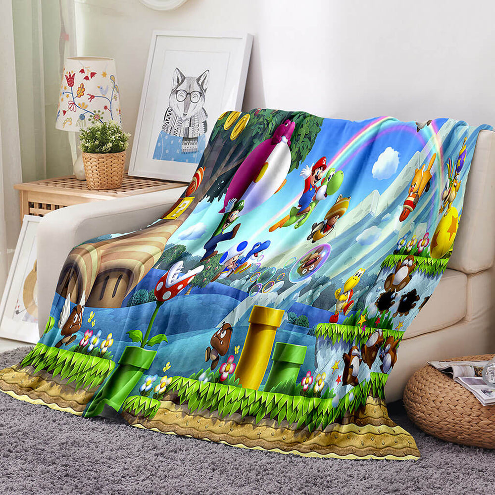 Game Super Mario Blanket Flannel Throw Room Decoration (Online Order Only)