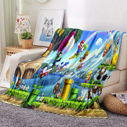 Game Super Mario Blanket Flannel Throw Room Decoration (Online Order Only)