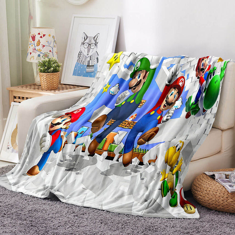 Game Super Mario Blanket Flannel Throw Room Decoration (Online Order Only)
