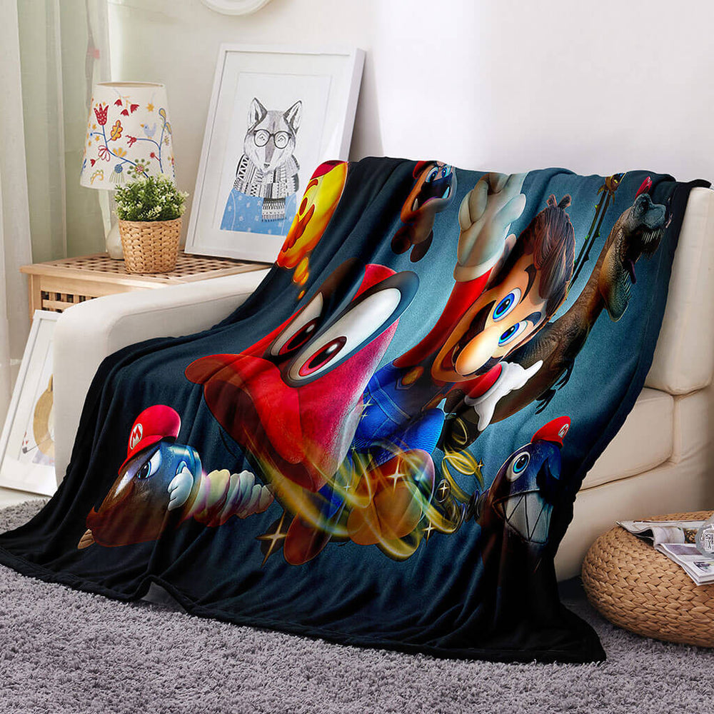 Game Super Mario Blanket Flannel Throw Room Decoration (Online Order Only)