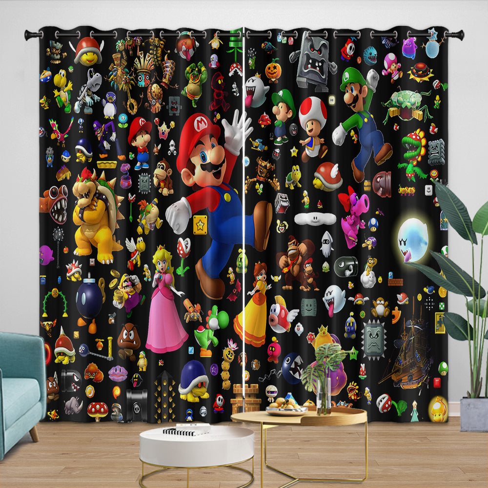 Game Super Mario Curtains Blackout Kids Room Window Drapes (ONLINE ORDER ONLY)