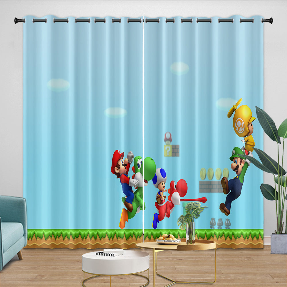Game Super Mario Pattern Curtains Blackout Kids Room Window Drapes (ONLINE ORDER ONLY)