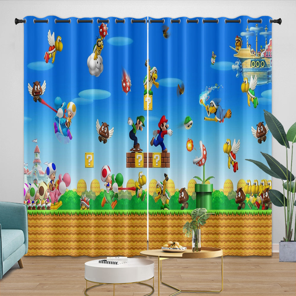 Game Super Mario Pattern Curtains Blackout Kids Room Window Drapes (ONLINE ORDER ONLY)