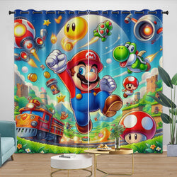 Game Super Mario Pattern Curtains Blackout Kids Room Window Drapes (ONLINE ORDER ONLY)