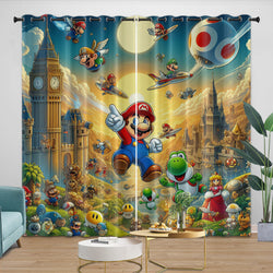 Game Super Mario Pattern Curtains Blackout Kids Room Window Drapes (ONLINE ORDER ONLY)
