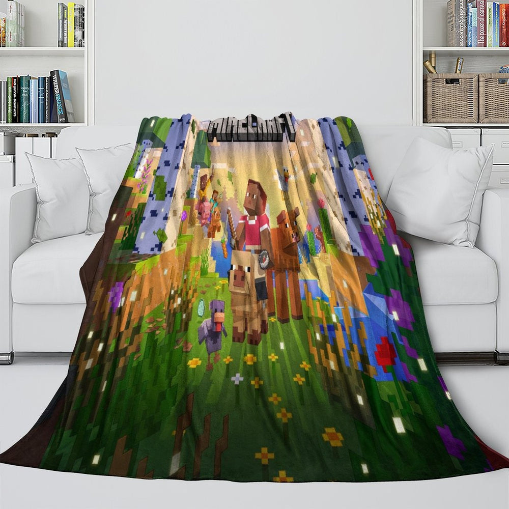 Game Pattern Minecraft Blanket Flannel Kids Room Throw (ONLINE ORDER ONLY)