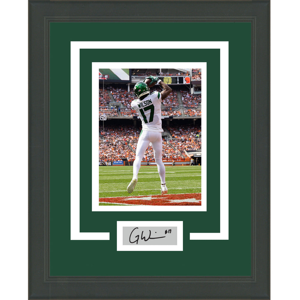Framed Garrett Wilson Facsimile Laser Engraved Signature Auto New York Jets 11x14 Football Photo (ONLINE ORDER ONLY)