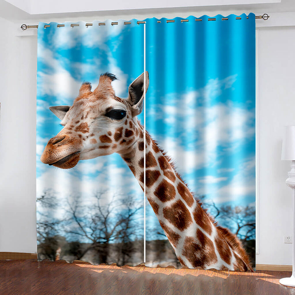 Giraffe Curtains Pattern Blackout Window Drapes (Online Order Only)
