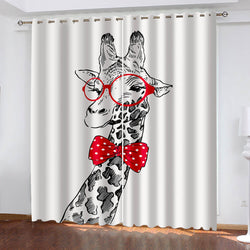 Giraffe Curtains Pattern Blackout Window Drapes (Online Order Only)