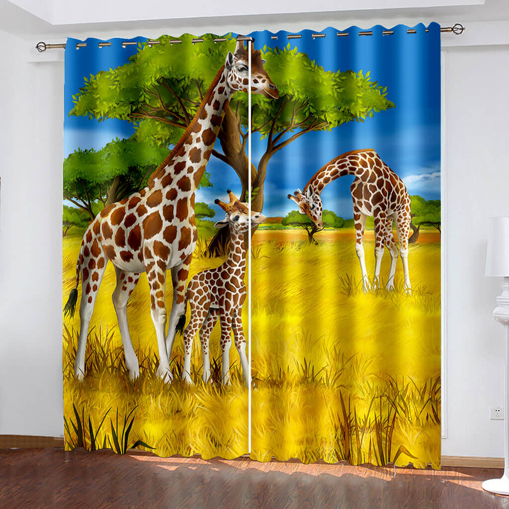Giraffe Curtains Pattern Blackout Window Drapes (Online Order Only)