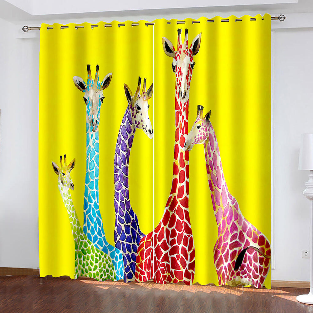 Giraffe Curtains Pattern Blackout Window Drapes (Online Order Only)