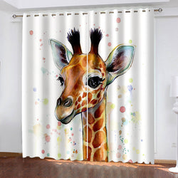 Giraffe Curtains Pattern Blackout Window Drapes (Online Order Only)