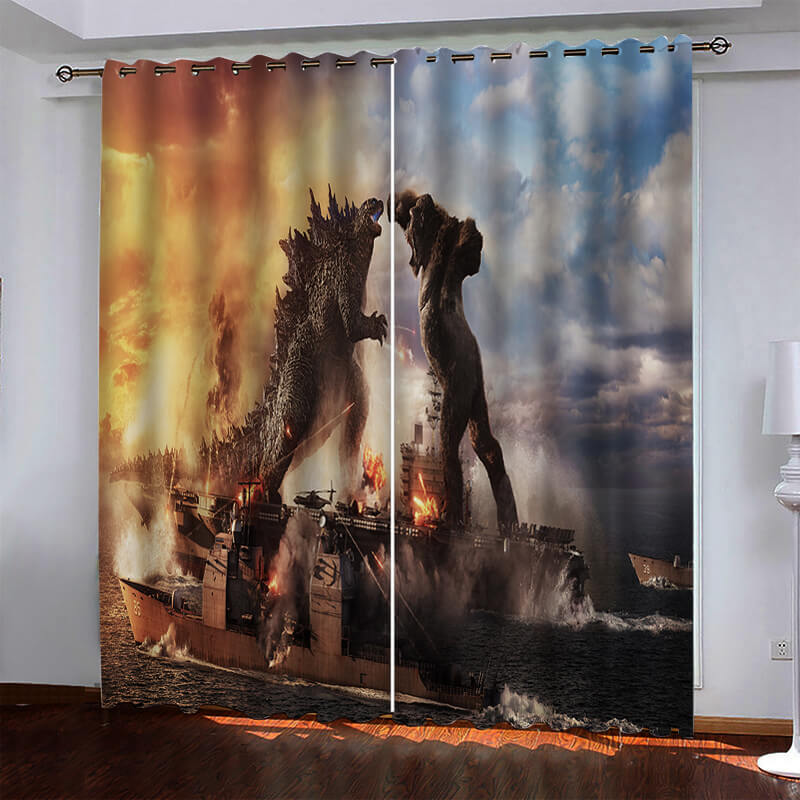 Godzilla vs Kong Pattern Curtains Blackout Window Drapes (Online Order Only)