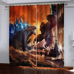 Godzilla vs Kong Pattern Curtains Blackout Window Drapes (Online Order Only)