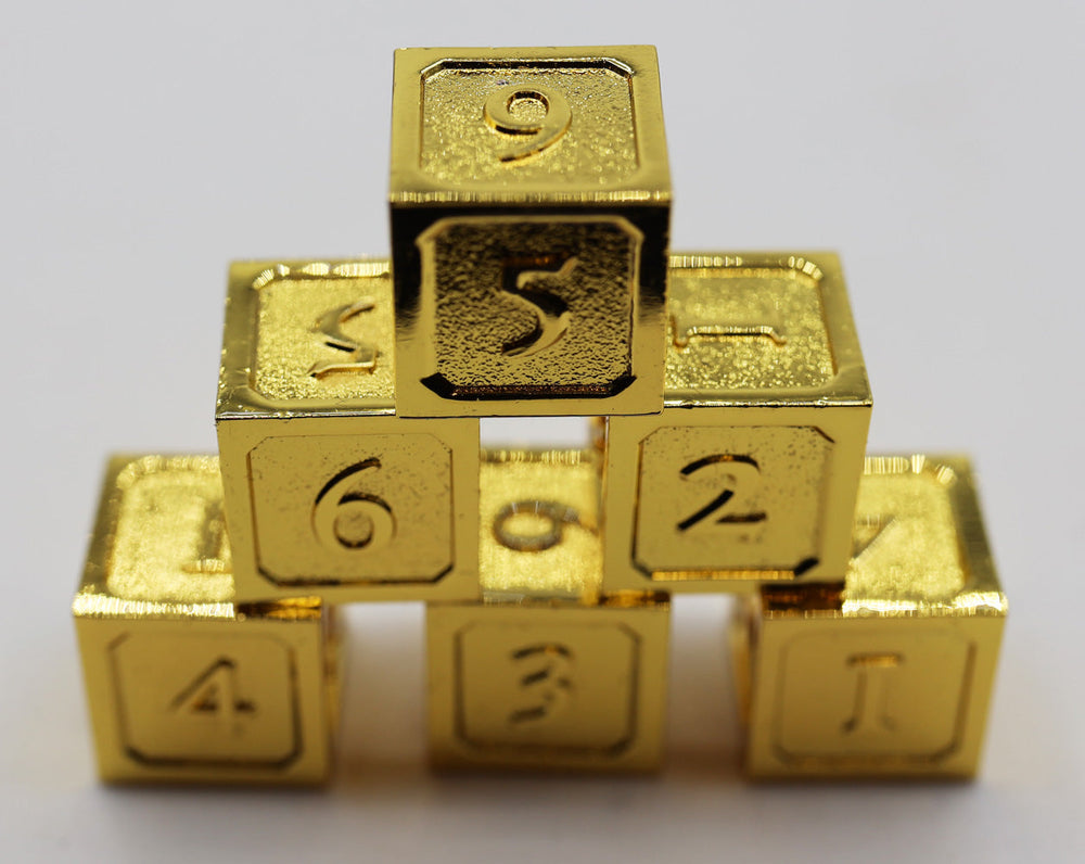6 piece Metal D6's - Gold (ONLINE ORDER ONLY)