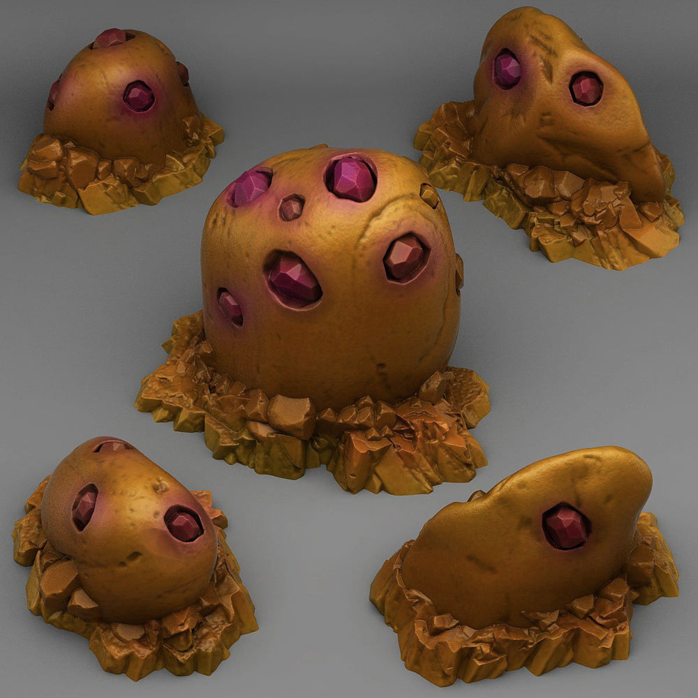 3D Printed Fantastic Plants and Rocks Gold Gemstones 28mm - 32mm D&D Wargaming (Online Only)