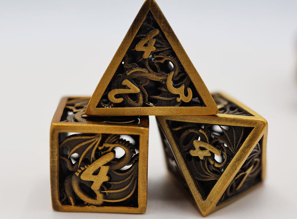 Dragon Essence: Gold - Hollow Metal RPG Dice Set (ONLINE ORDER ONLY)