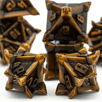 Warrior's Flail: Golden - Metal RPG Dice Set (ONLINE ORDER ONLY)