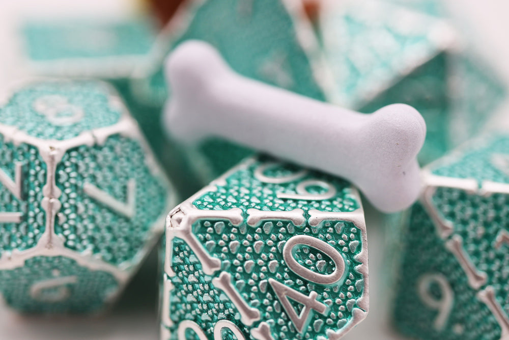 Grassy Paw Prints - Metal RPG Dice Set (ONLINE ORDER ONLY)
