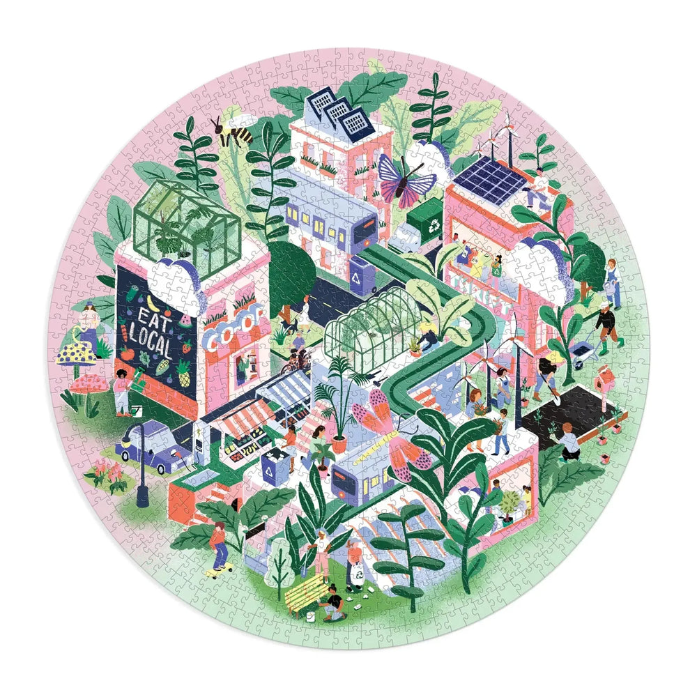 Green City 1000 Piece Round Jigsaw Puzzle Galison (ONLINE ORDER ONLY)