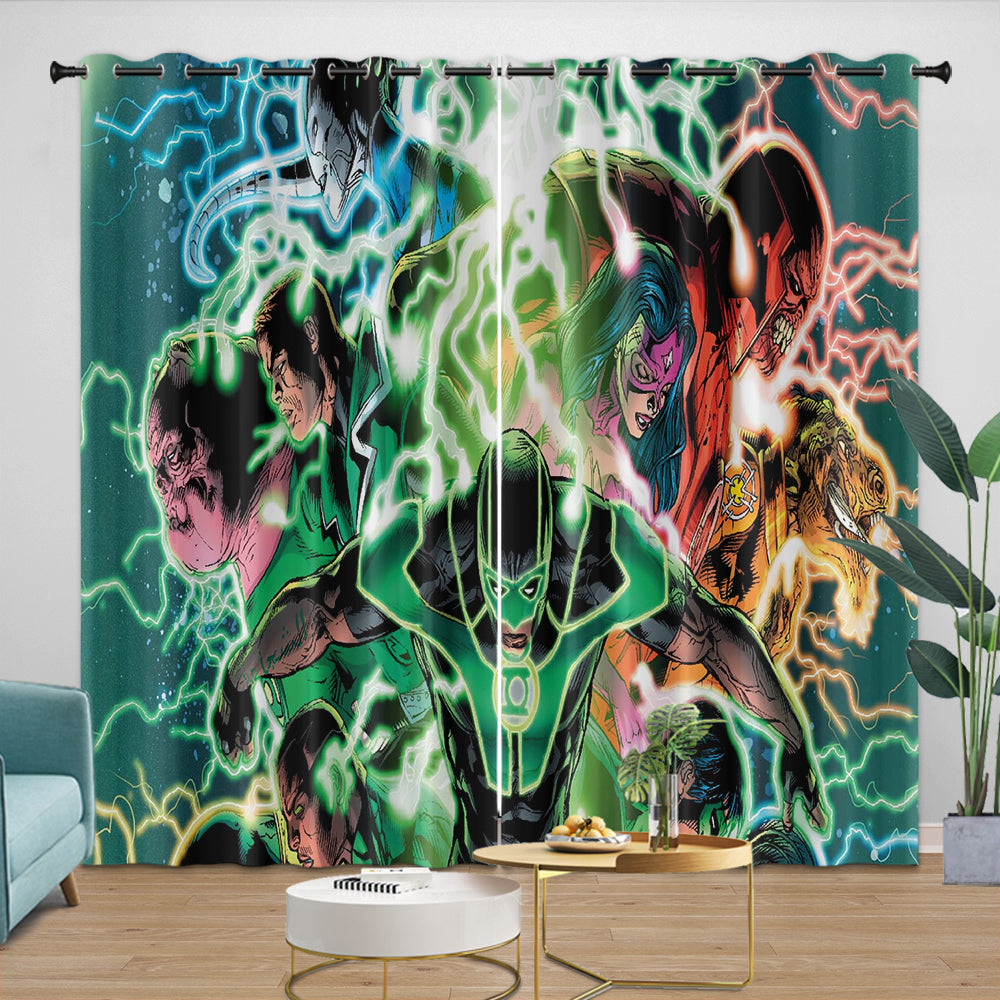 Green Lantern Curtains Pattern Blackout Window Drapes (ONLINE ORDER ONLY)