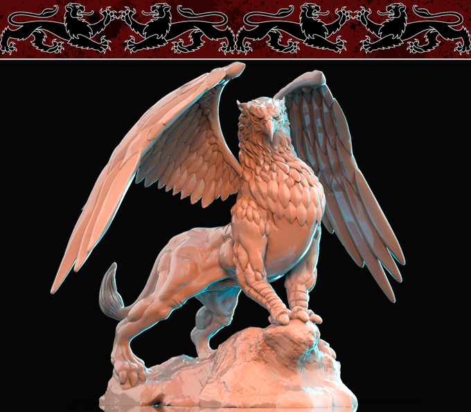 3D Printed Nafarrate Griffin Bestiary Vol. 1 Bestiary Creatures Volume 1 28 32 mm D&D (Online Only)