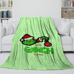 Grinch Blanket Pattern Flannel Throw Kids Room Decoration (ONLINE ORDER ONLY)